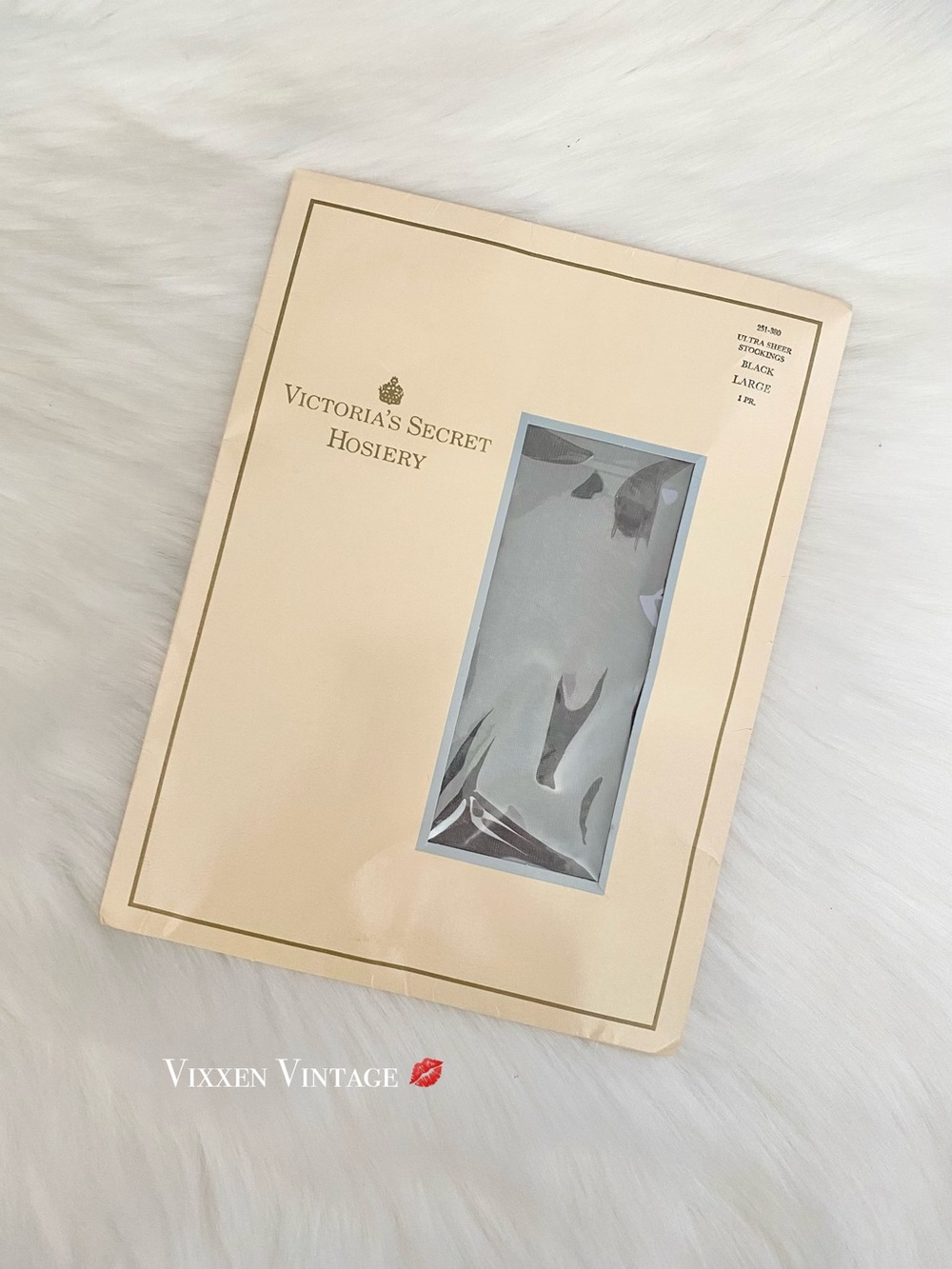 VINTAGE 1980'S VICTORIA'S SECRET 'ULTRA SHEER STOCKINGS' IN BLACK